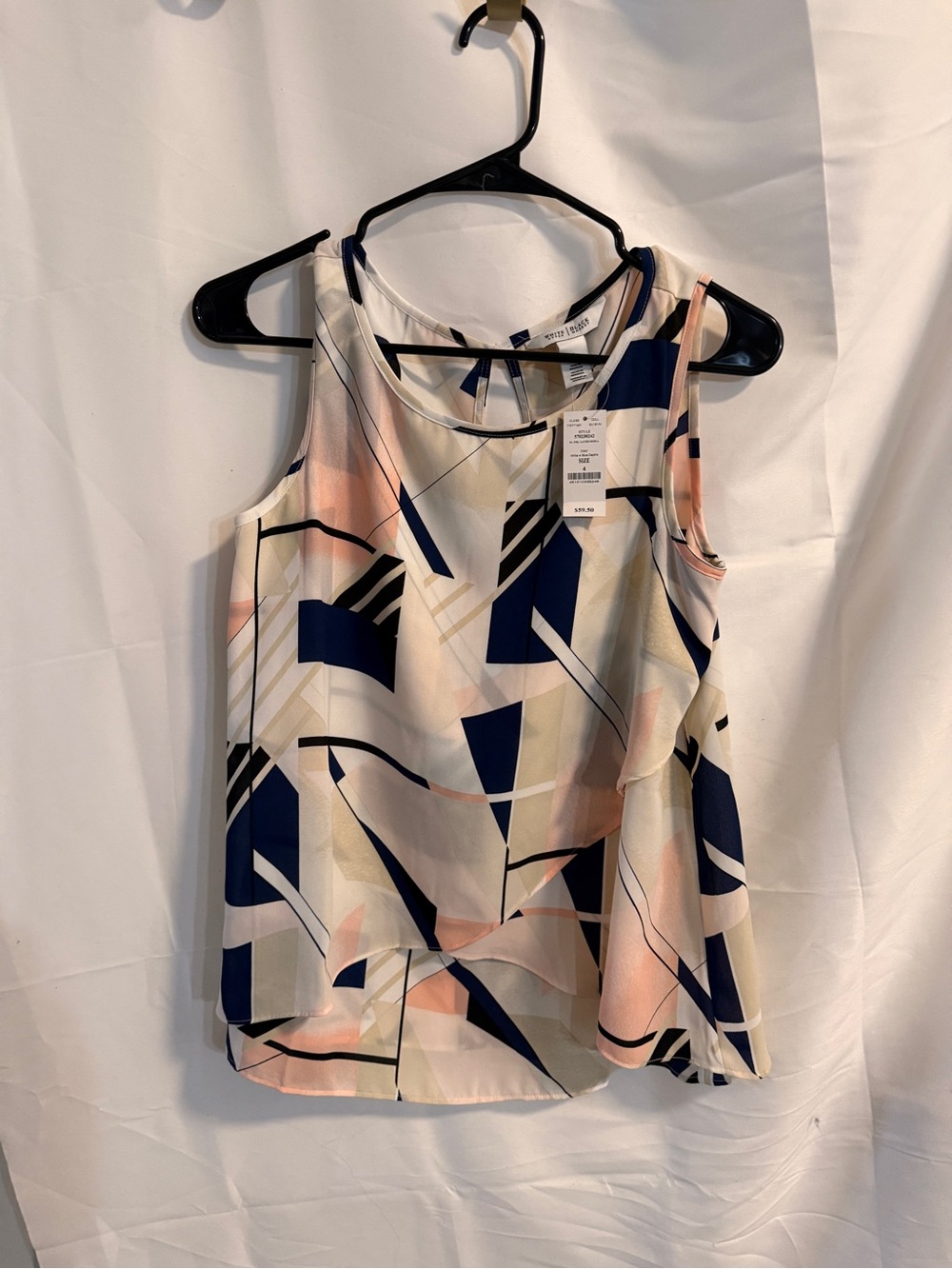 White House Black Market Navy & Blush Geometric Layered Camisole